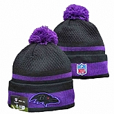 Ravens Team Logo Black and Purple Pom Cuffed Knit Hat YD,baseball caps,new era cap wholesale,wholesale hats